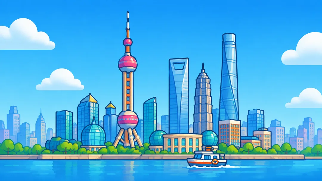 Shanghai skyline illustration